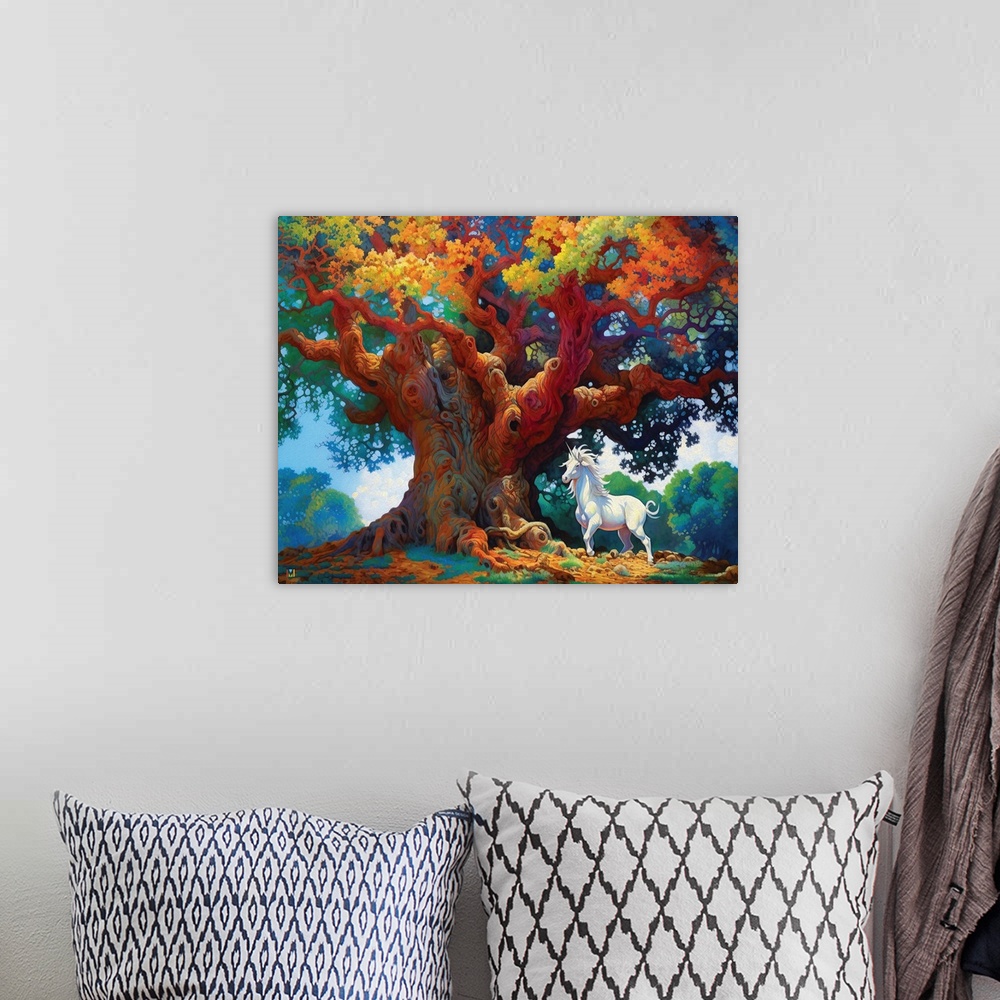 A bohemian room featuring Unicorn Tree