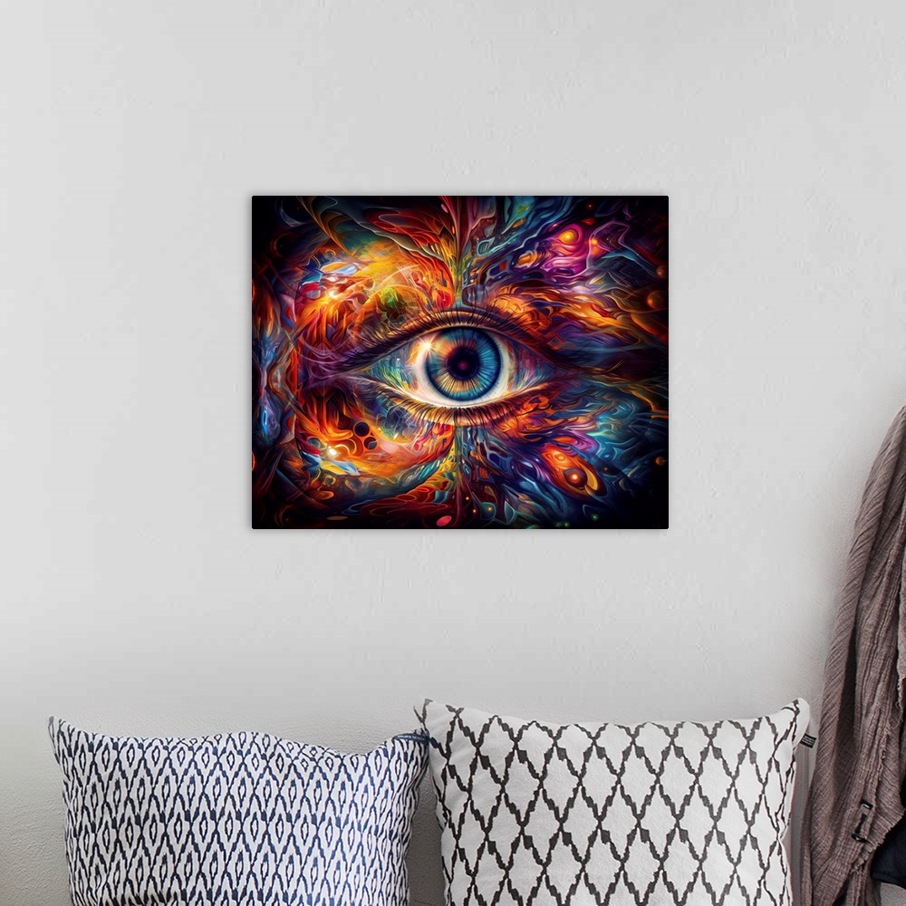 A bohemian room featuring Visionary Eyes IV