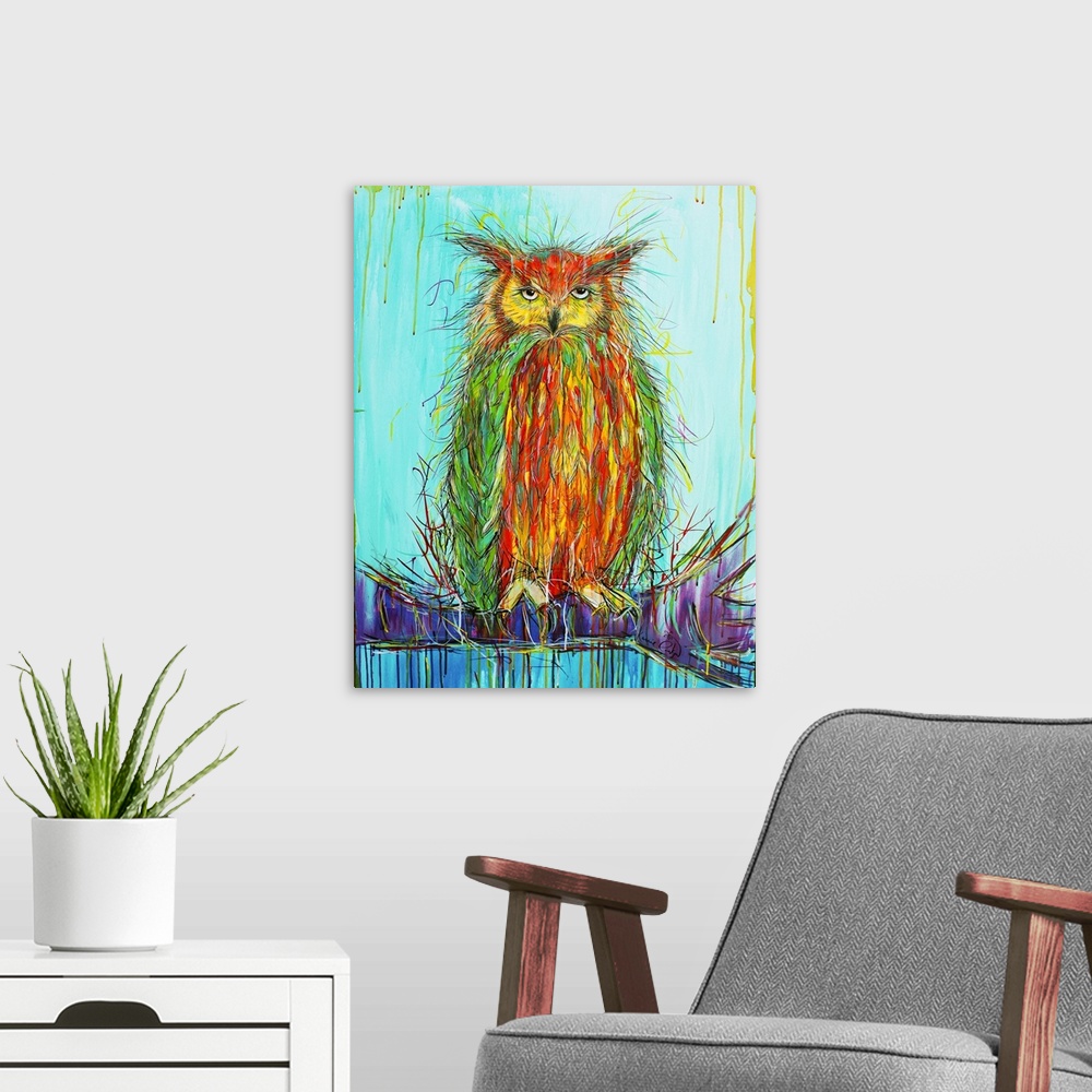 A modern room featuring Wise Owl