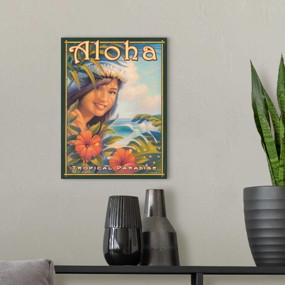 A modern room featuring Aloha Tropical Paradise