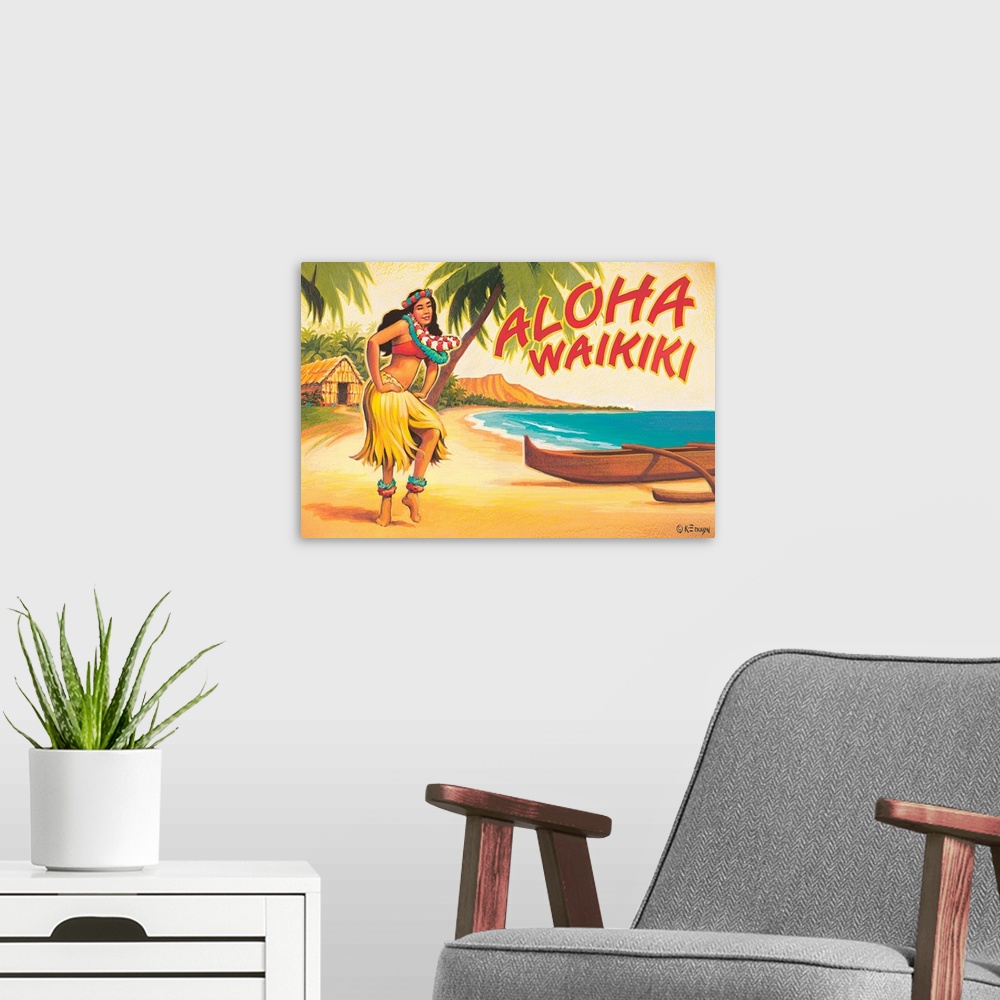 A modern room featuring Aloha Waikiki