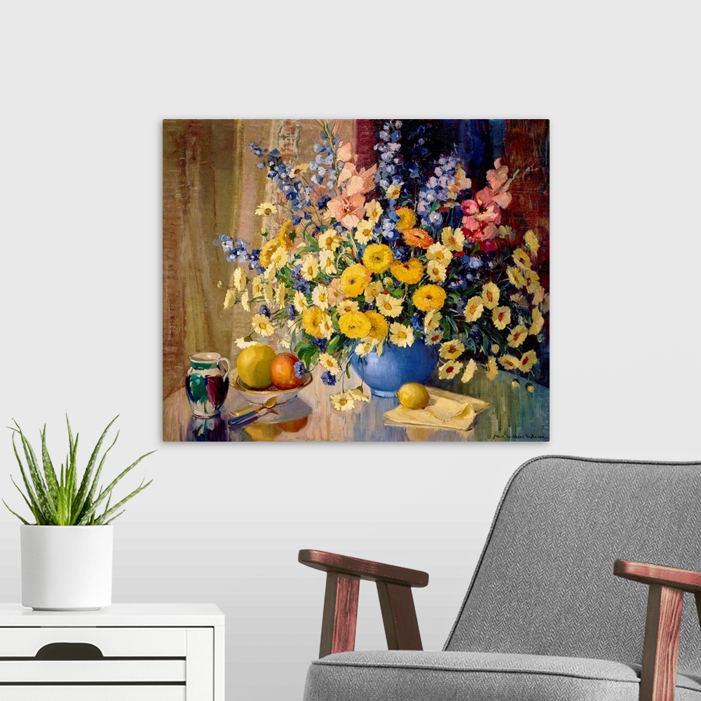 A modern room featuring Bouquet of Flowers