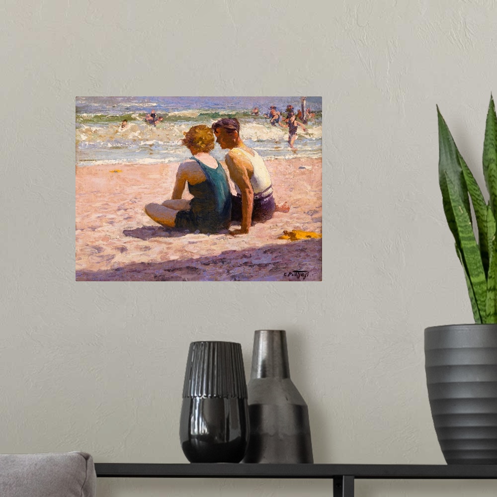 A modern room featuring Figures on the Beach