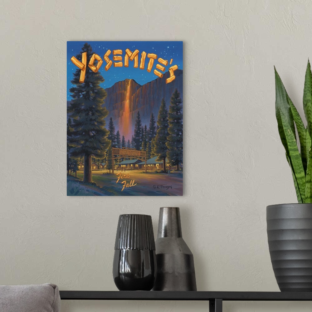 A modern room featuring Fire Fall, Glacier Point
