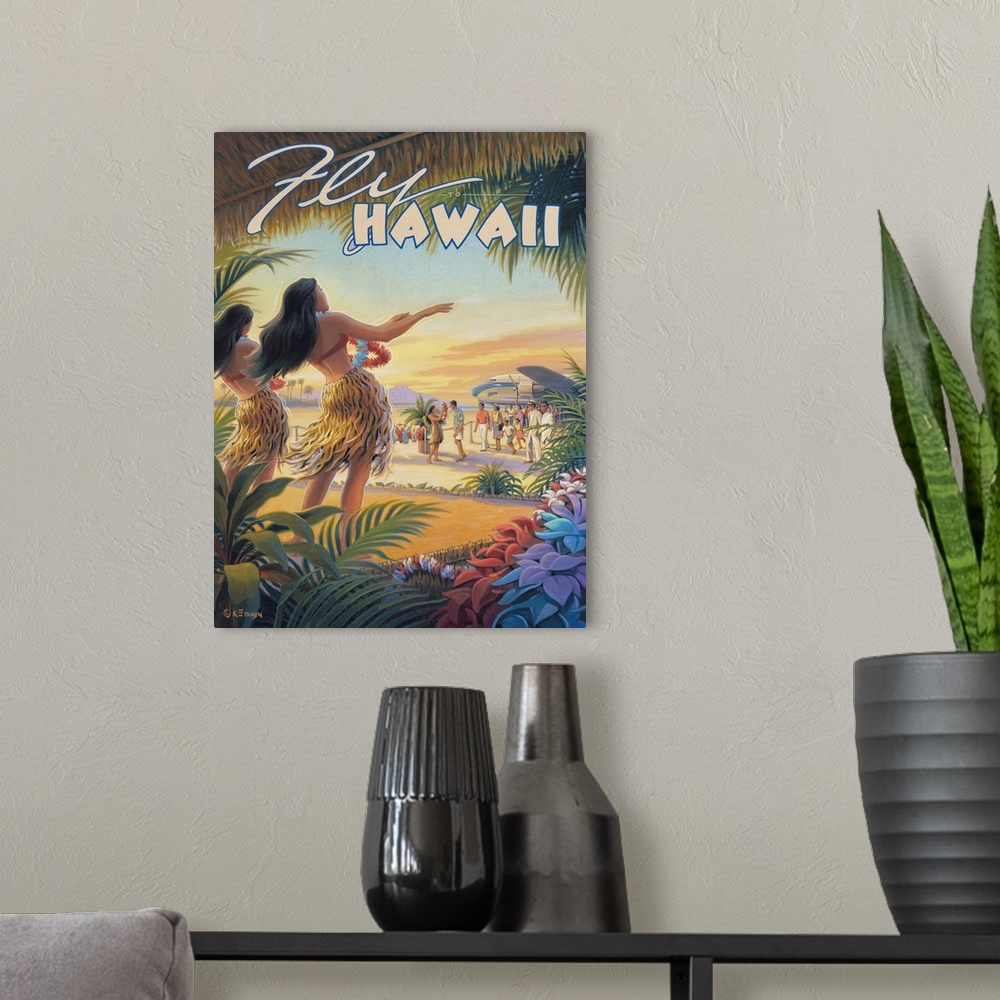A modern room featuring Fly to Hawaii