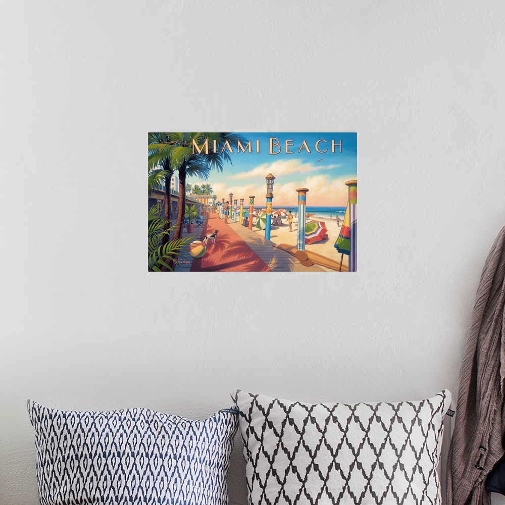 A bohemian room featuring Greetings from Miami Beach