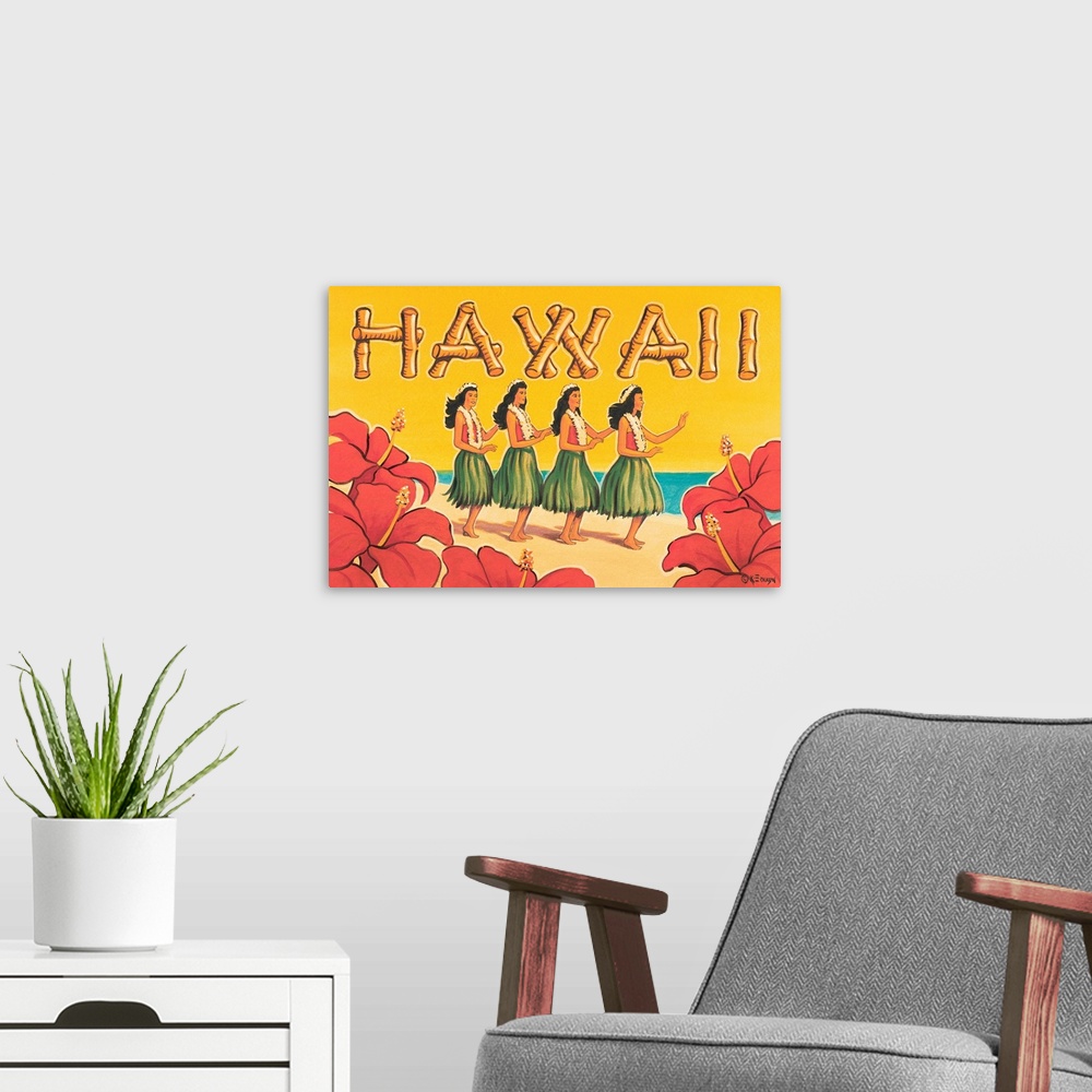 A modern room featuring Hawaii