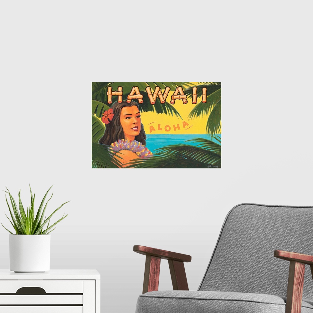 A modern room featuring Hawaii, Aloha