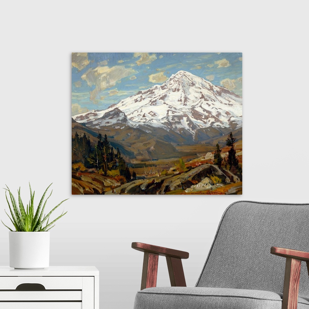 A modern room featuring Majestic Winter Landscape