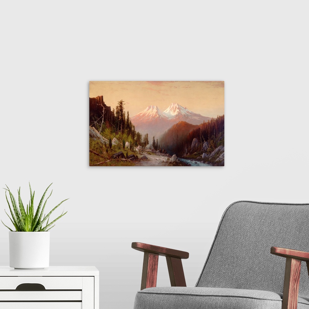 A modern room featuring Mount Shasta