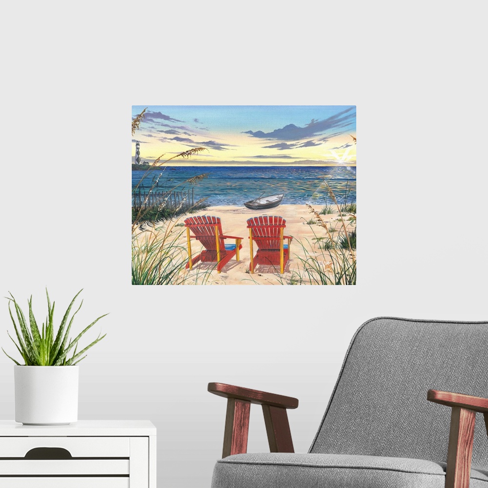 A modern room featuring Outer Banks Sunrise