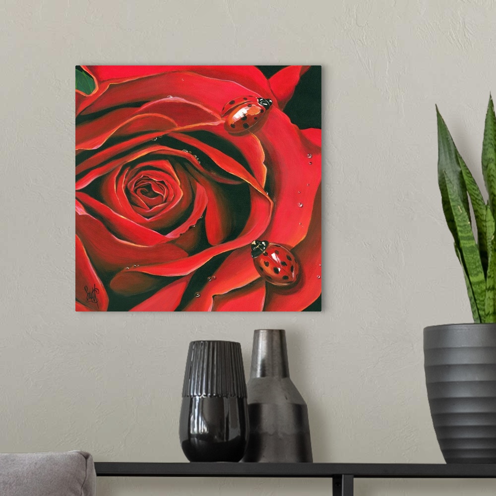 A modern room featuring Red Flower