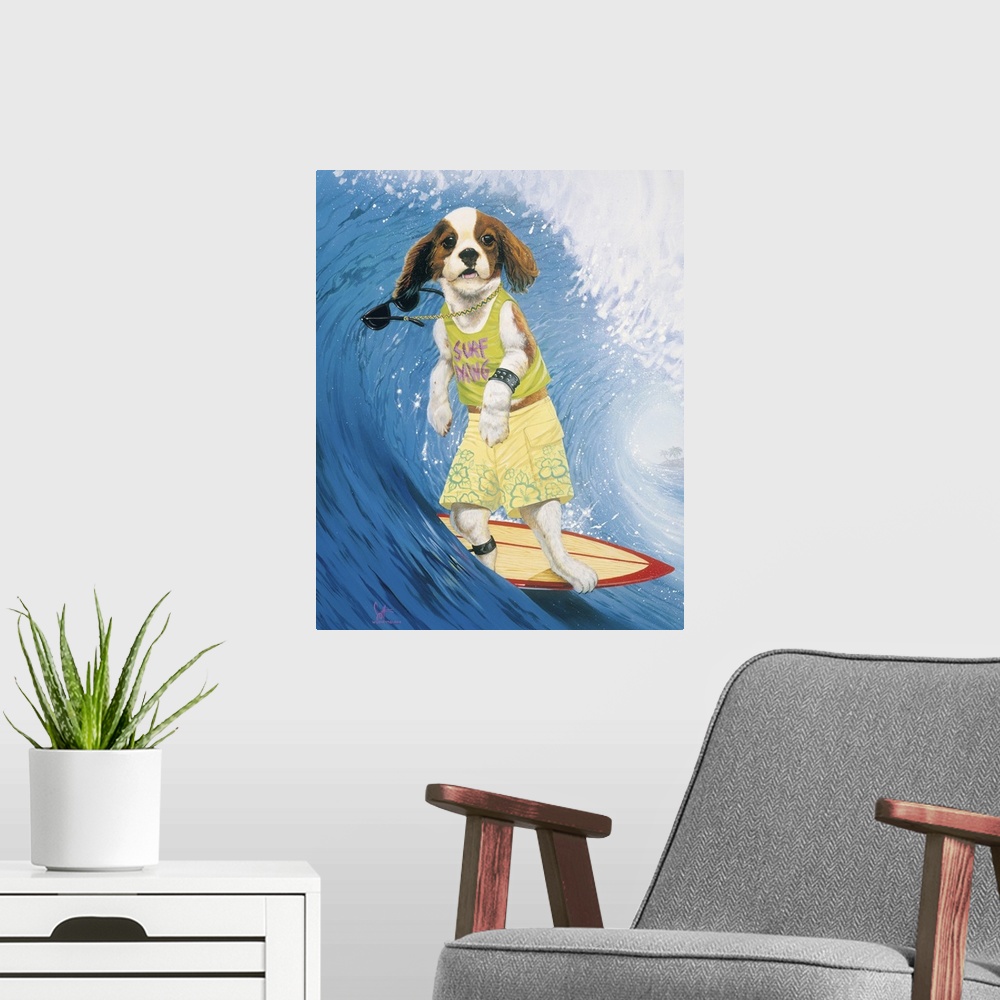 A modern room featuring Surf Dawg