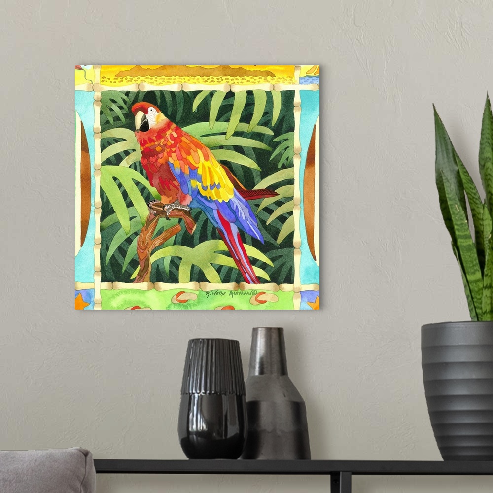 A modern room featuring Surf Parrot