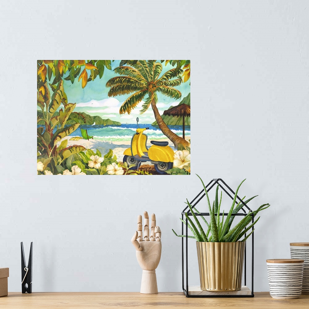 A bohemian room featuring Yellow Scooter in Paradise