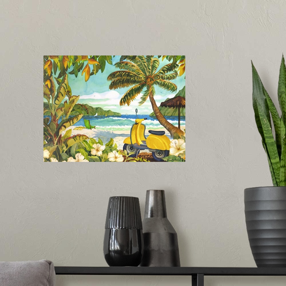 A modern room featuring Yellow Scooter in Paradise