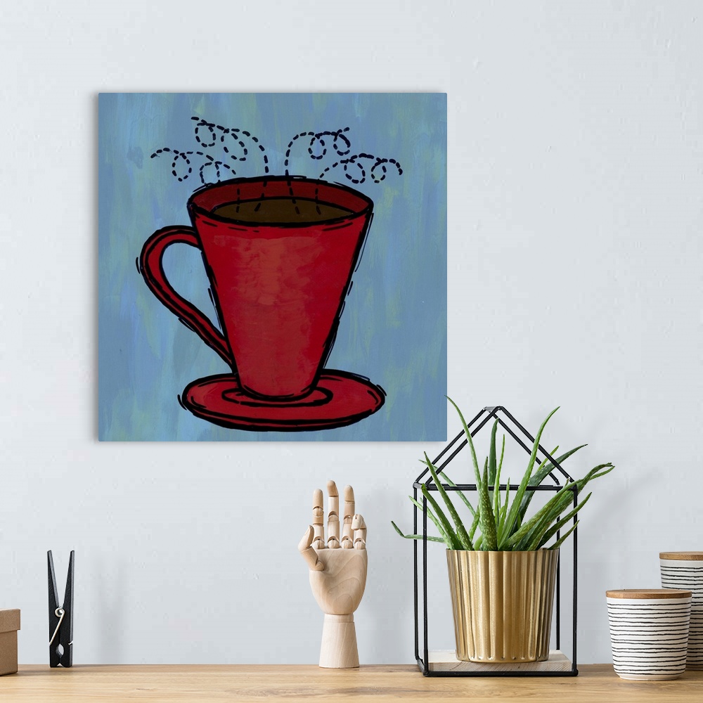 A bohemian room featuring Whimsy, light art that is great for coffee lovers.
