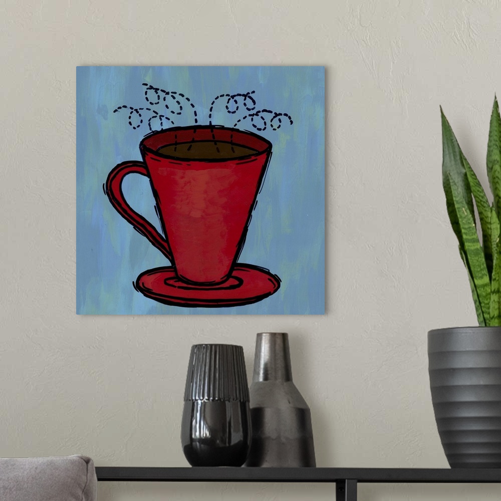 A modern room featuring Whimsy, light art that is great for coffee lovers.