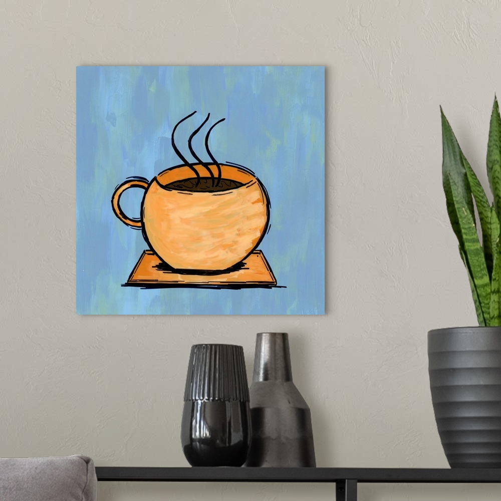 A modern room featuring Whimsy, light art that is great for coffee lovers.