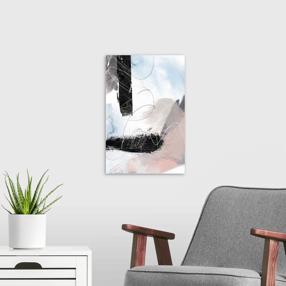 A modern room featuring Abstract Blush No. 1