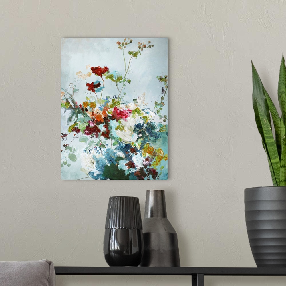 A modern room featuring Abstract Floral 1