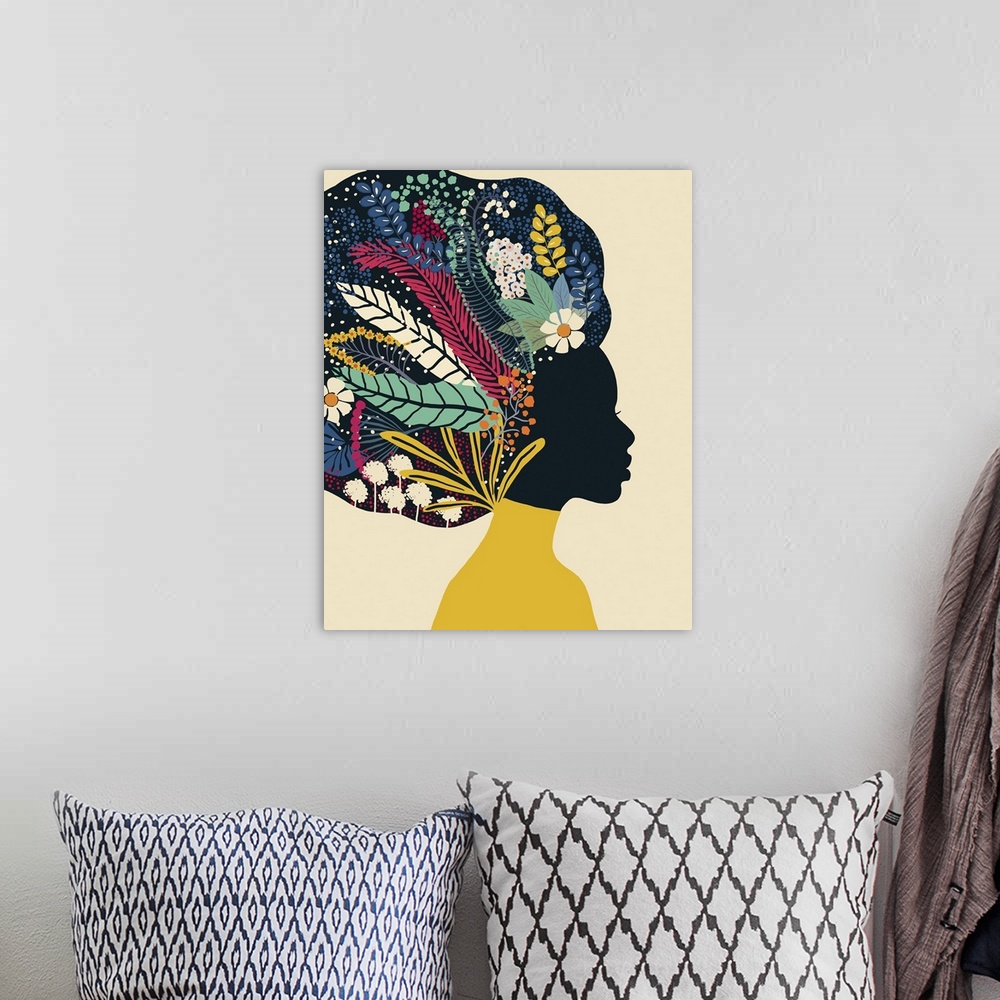 A bohemian room featuring Afro Woman In Yellow