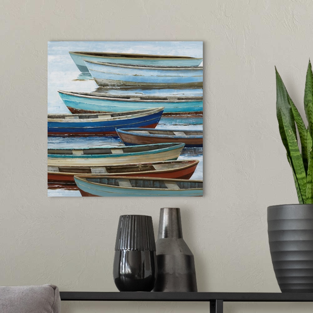 A modern room featuring Anchored Boats