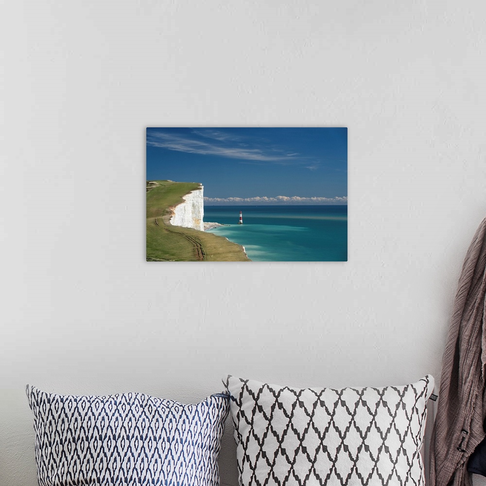 A bohemian room featuring Beachy Head Lighthouse, seven sisters, UK.