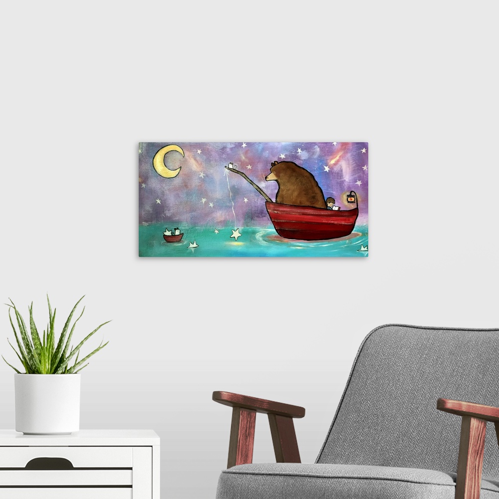 A modern room featuring Bear Boat