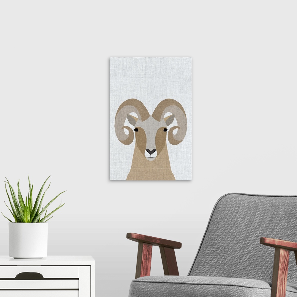 A modern room featuring Bighorn Sheep