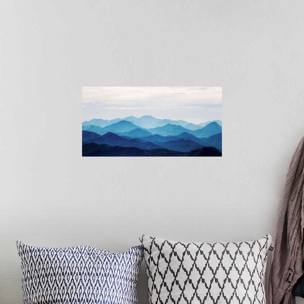 A bohemian room featuring Landscape image of the Blue Ridge mountains.