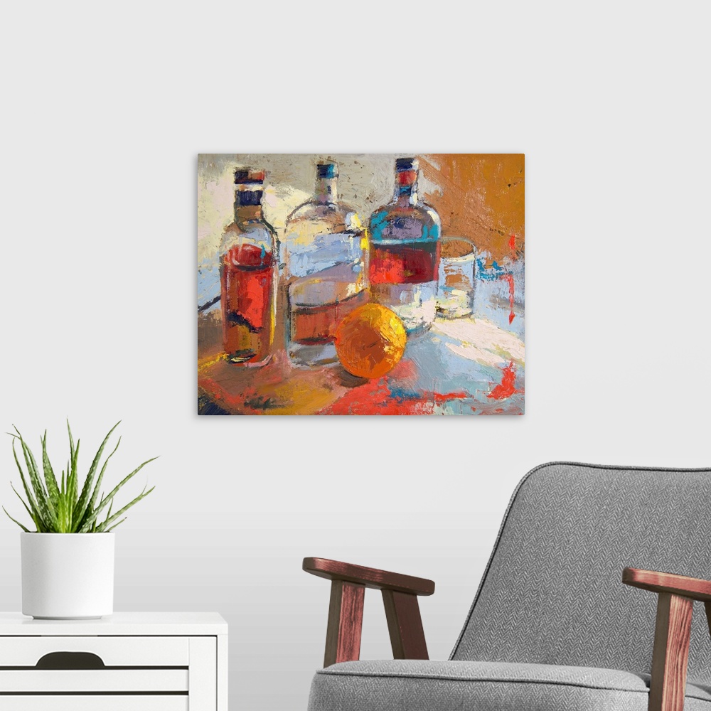 A modern room featuring Bourbon L'Orange