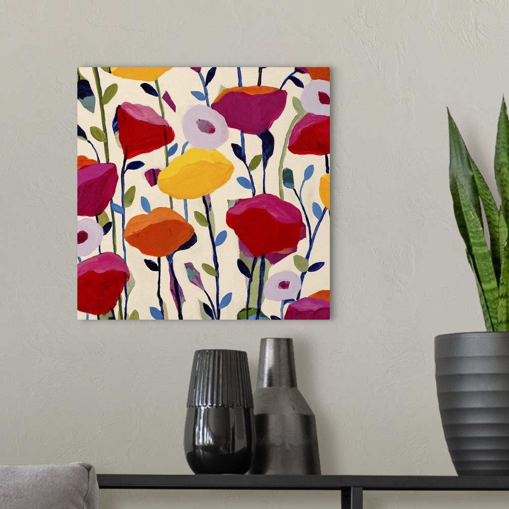 A modern room featuring Bursting Poppies
