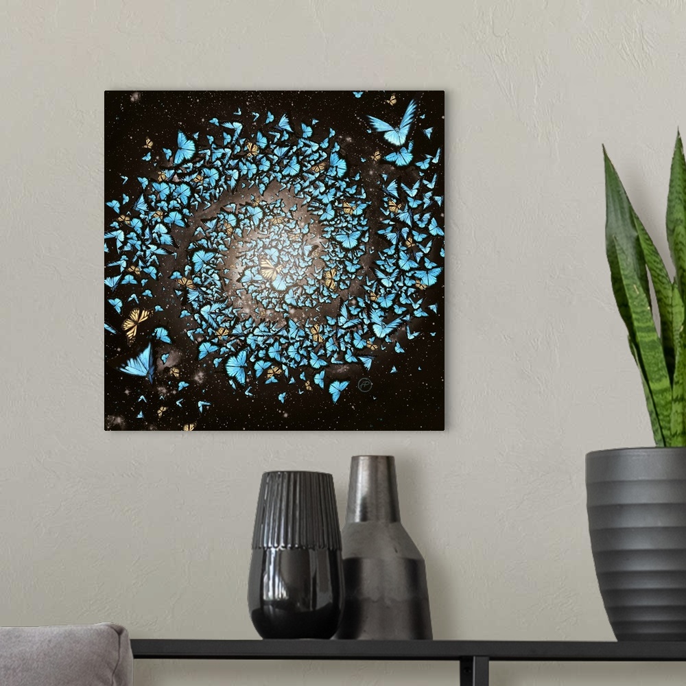 A modern room featuring Butterfly Galaxy