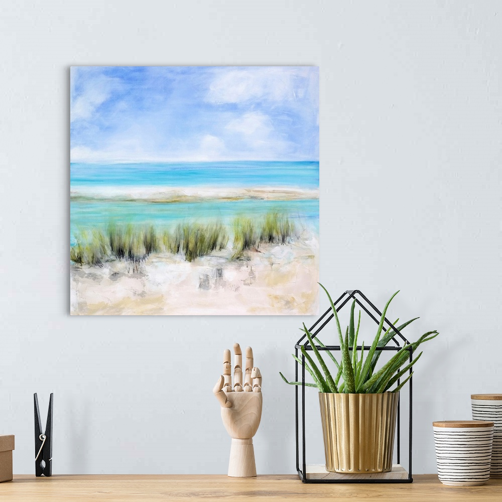 A bohemian room featuring Painting of the beach on Captiva Island, an island in Lee County, Florida, located just offshore ...