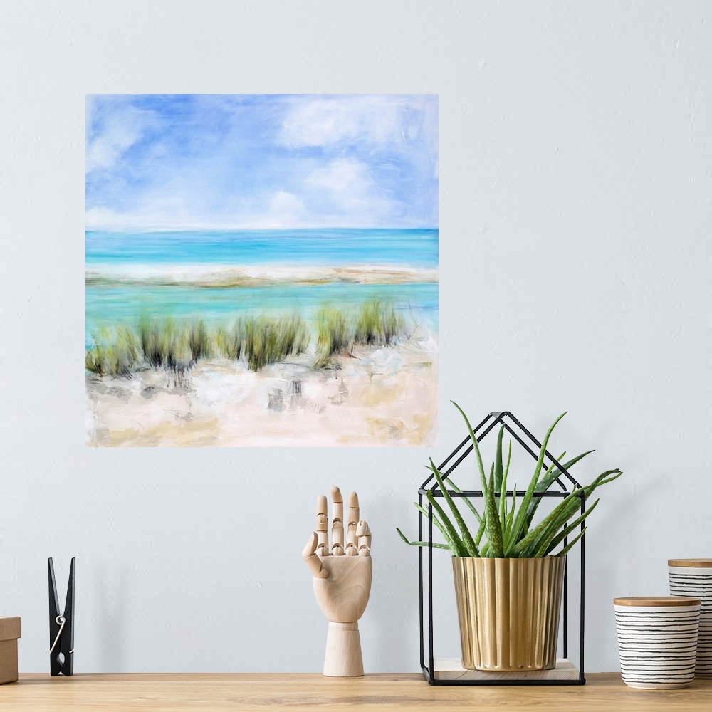 A bohemian room featuring Painting of the beach on Captiva Island, an island in Lee County, Florida, located just offshore ...