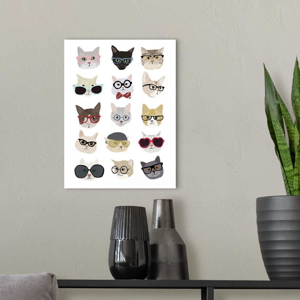 A modern room featuring Cats with Glasses