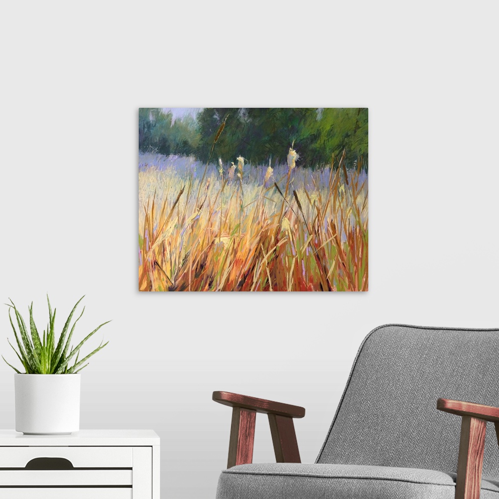 A modern room featuring Cattails