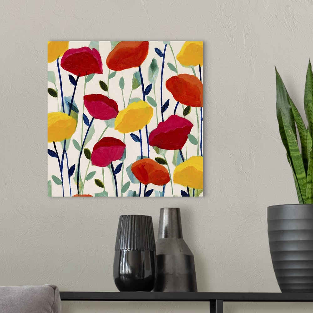 A modern room featuring Cheerful Poppies