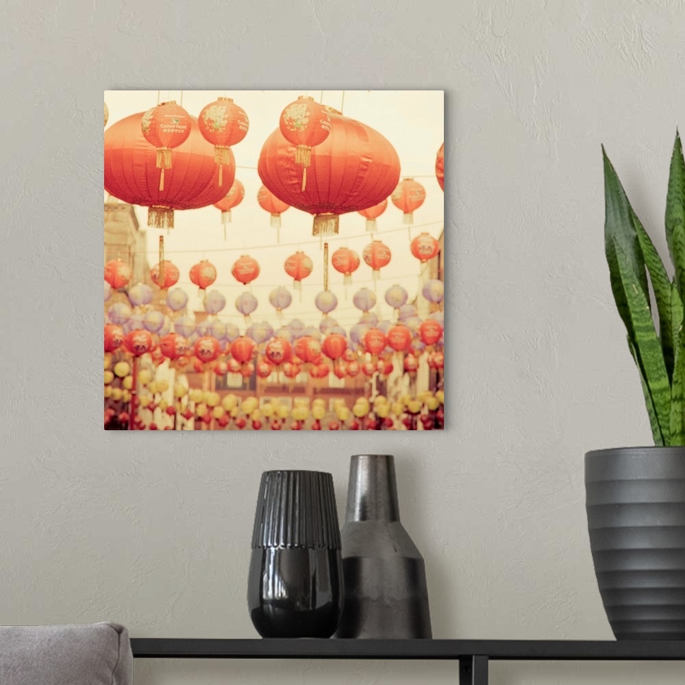 A modern room featuring Chinese Lanterns