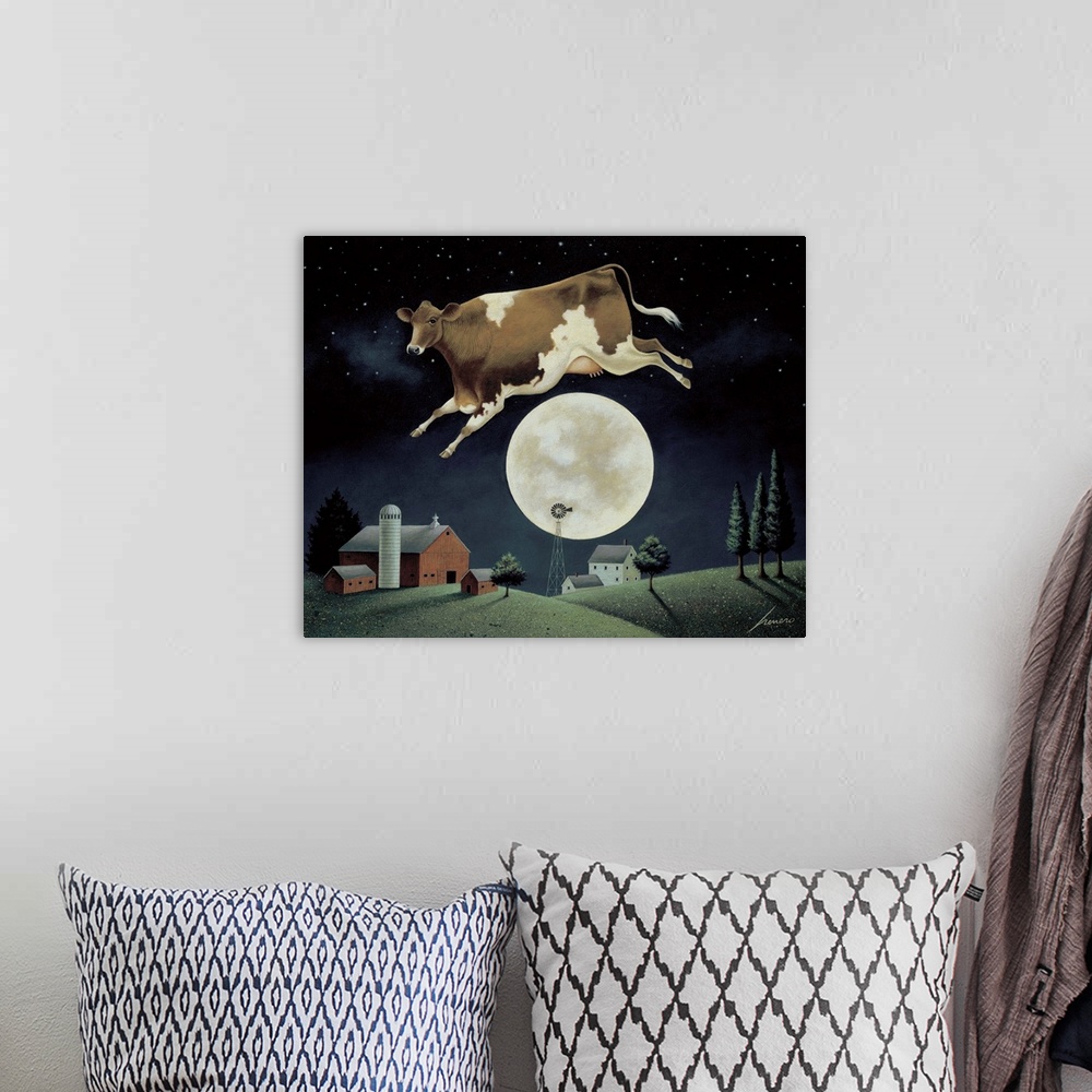 A bohemian room featuring Cow Jumps over the Moon