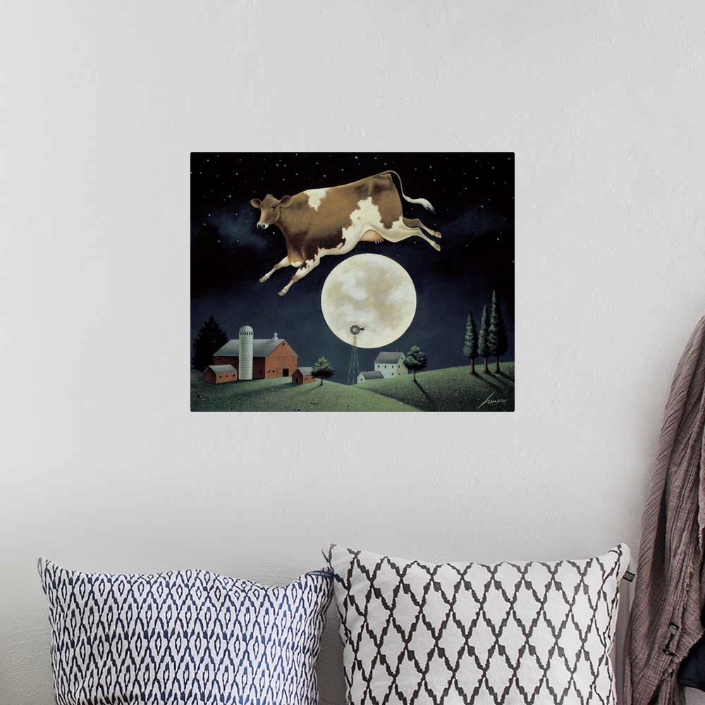 A bohemian room featuring Cow Jumps over the Moon
