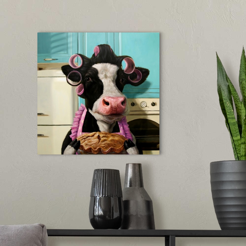 A modern room featuring Cow Pie