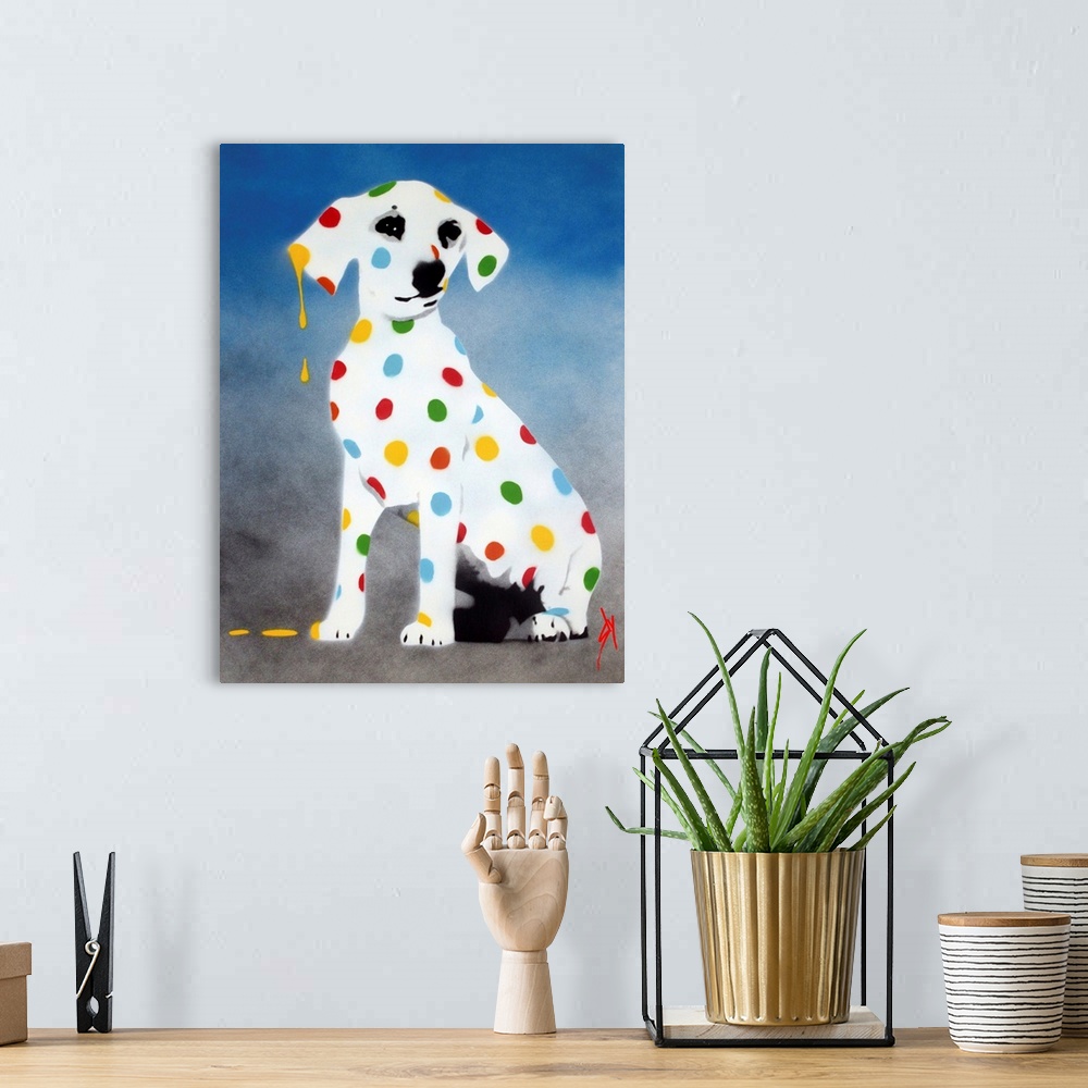 A bohemian room featuring Damien's Dotty Spotty Dawg - Blue