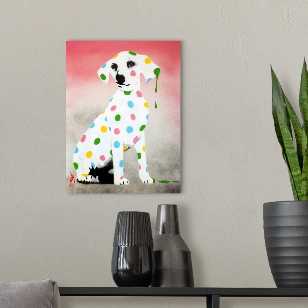 A modern room featuring Damien's Dotty Spotty Dawg - Pink
