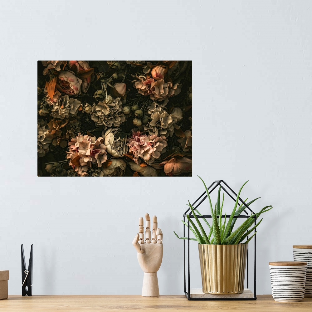 A bohemian room featuring Dark Floral Arrangement
