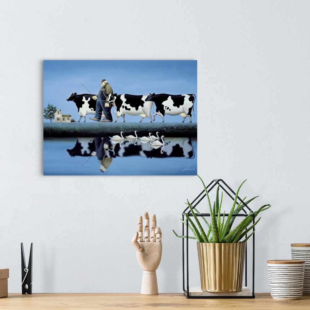 A bohemian room featuring Delta Cows