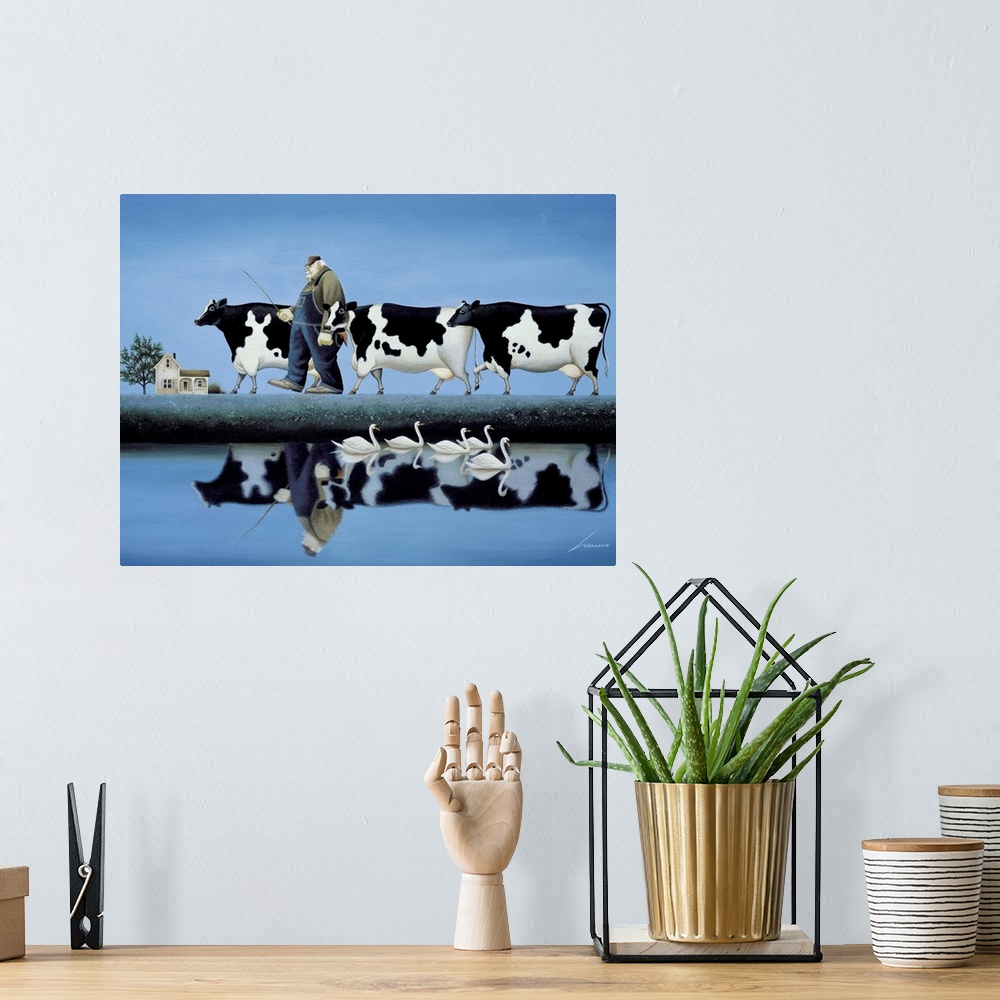 A bohemian room featuring Delta Cows