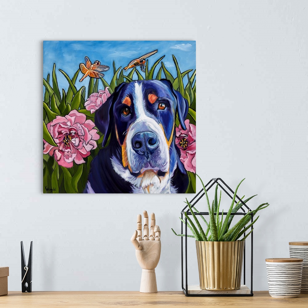 A bohemian room featuring Dog and Dragonflies