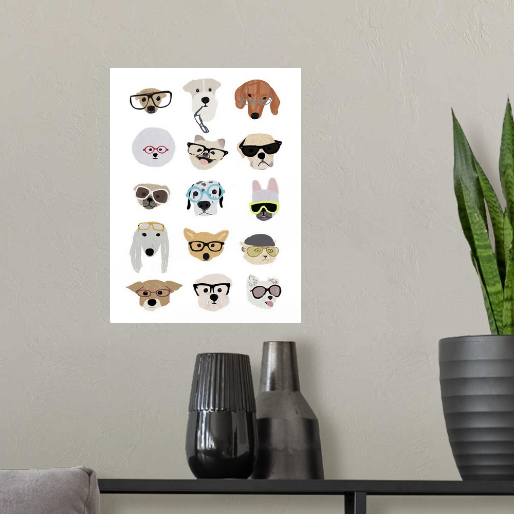 A modern room featuring Dogs with Glasses